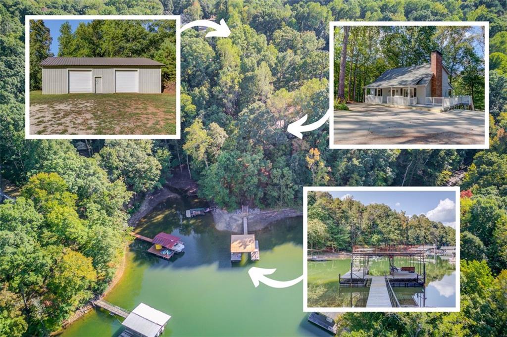 an aerial view of house with yard