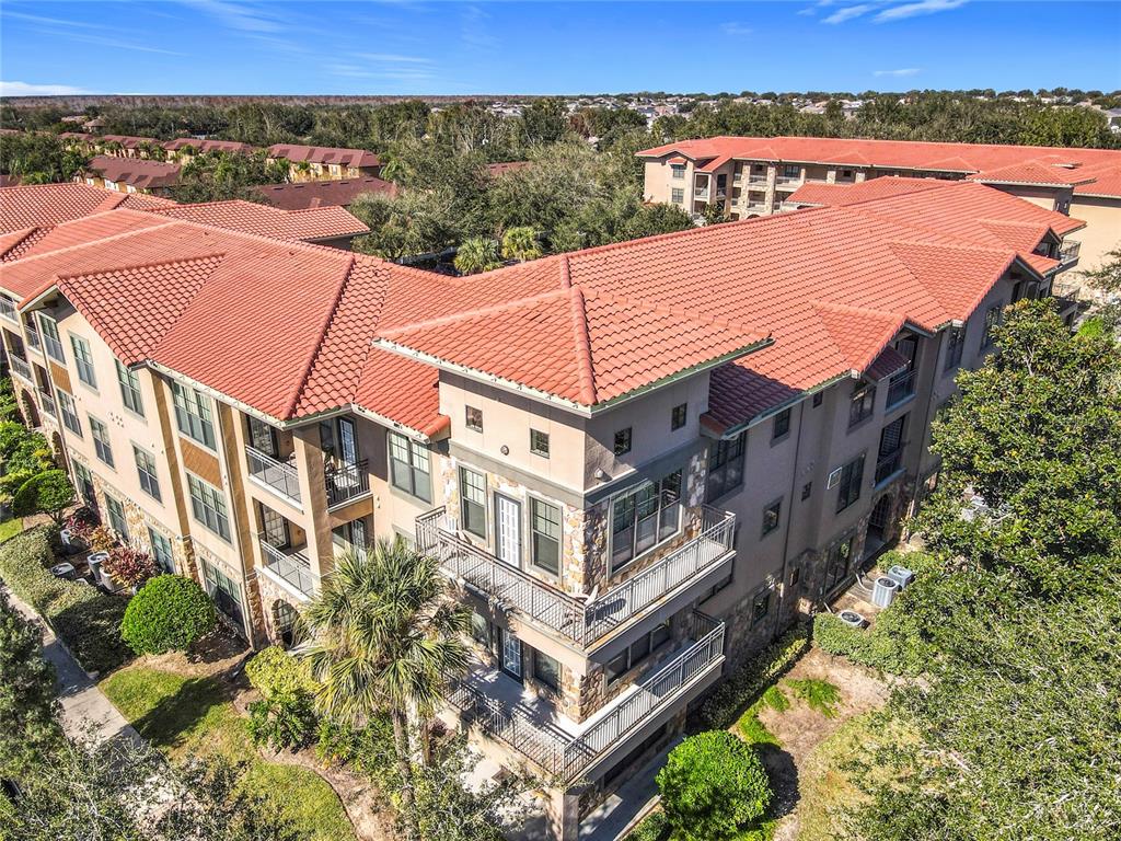 an aerial view of a house