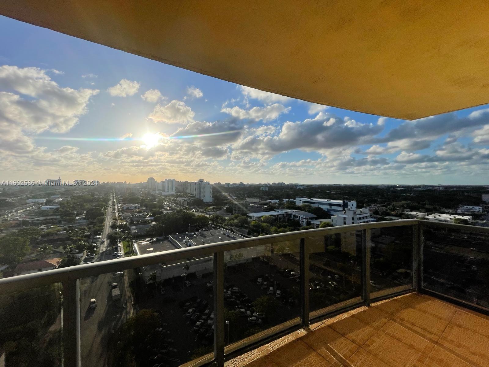 a view of city from a balcony