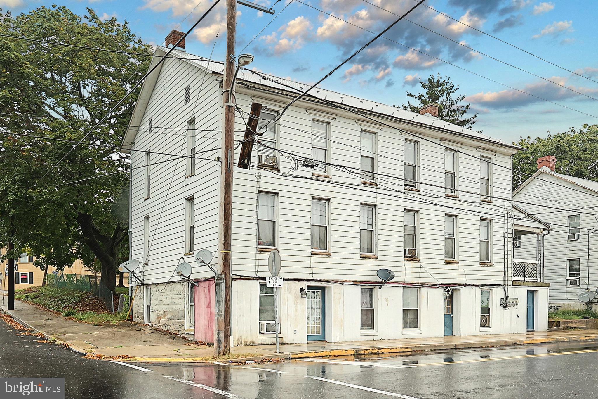 a front view of a building