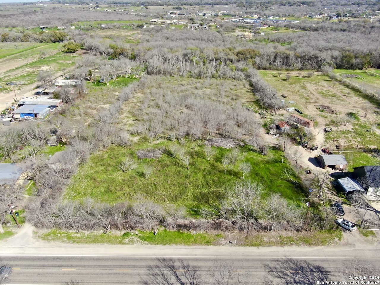 a view of a yard with a tree