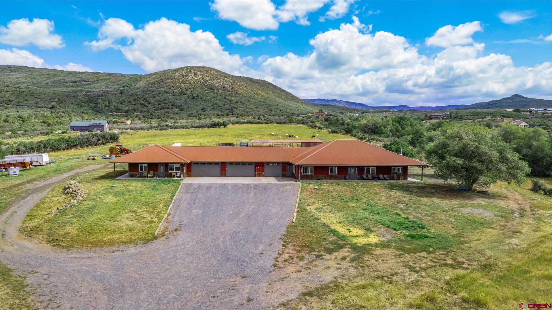 an aerial view of a house