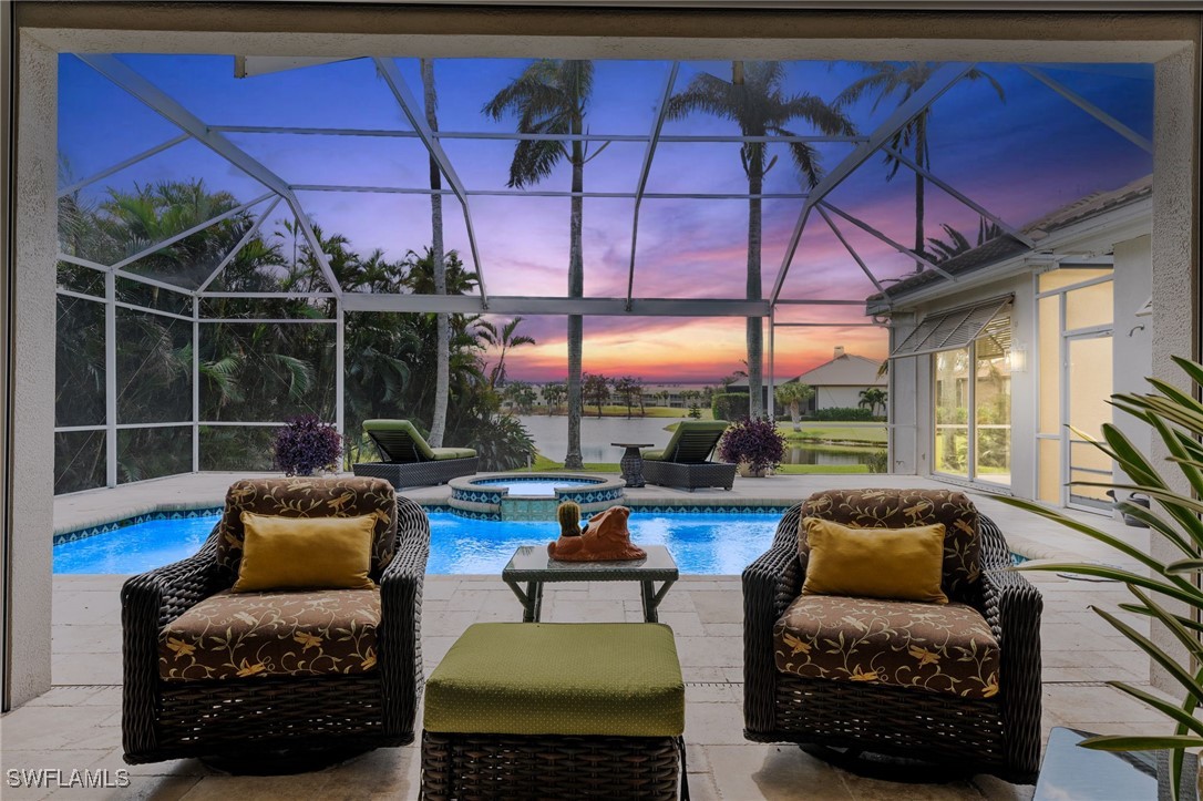 a outdoor living space with furniture and a garden