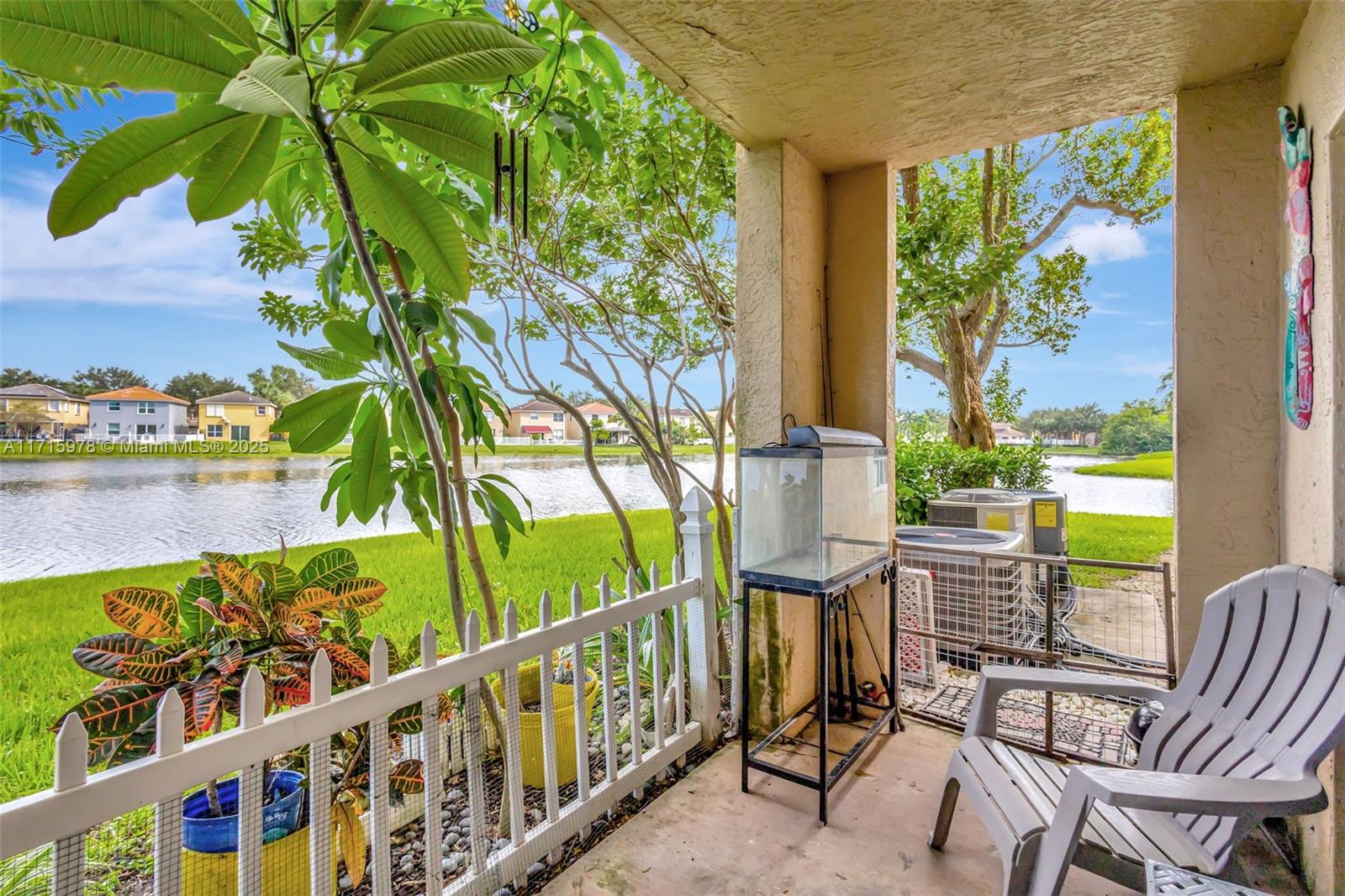 a view of balcony with furniture