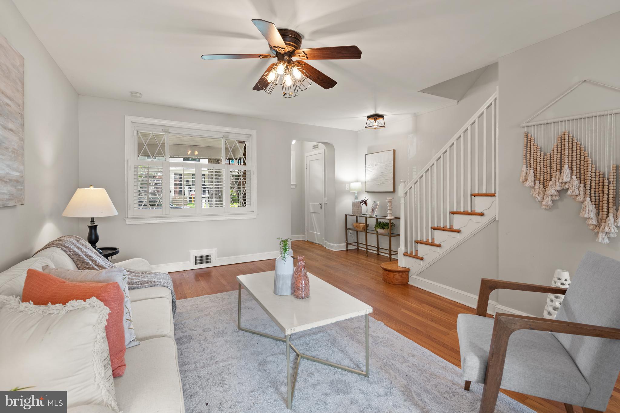 a living room with furniture