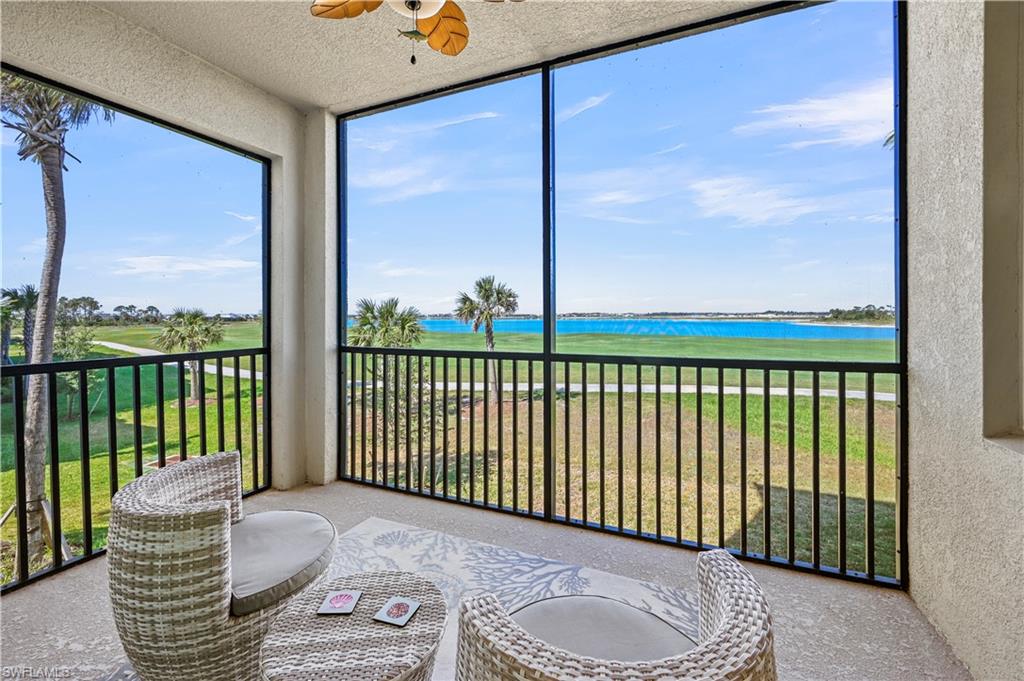 a balcony with furniture