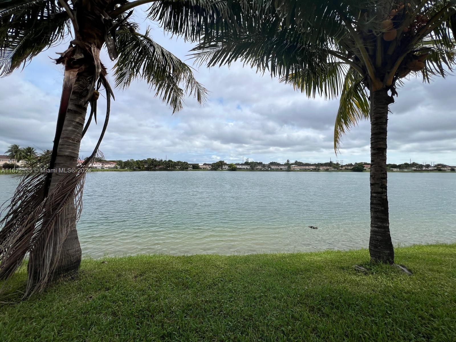 a view of a lake with outdoor space