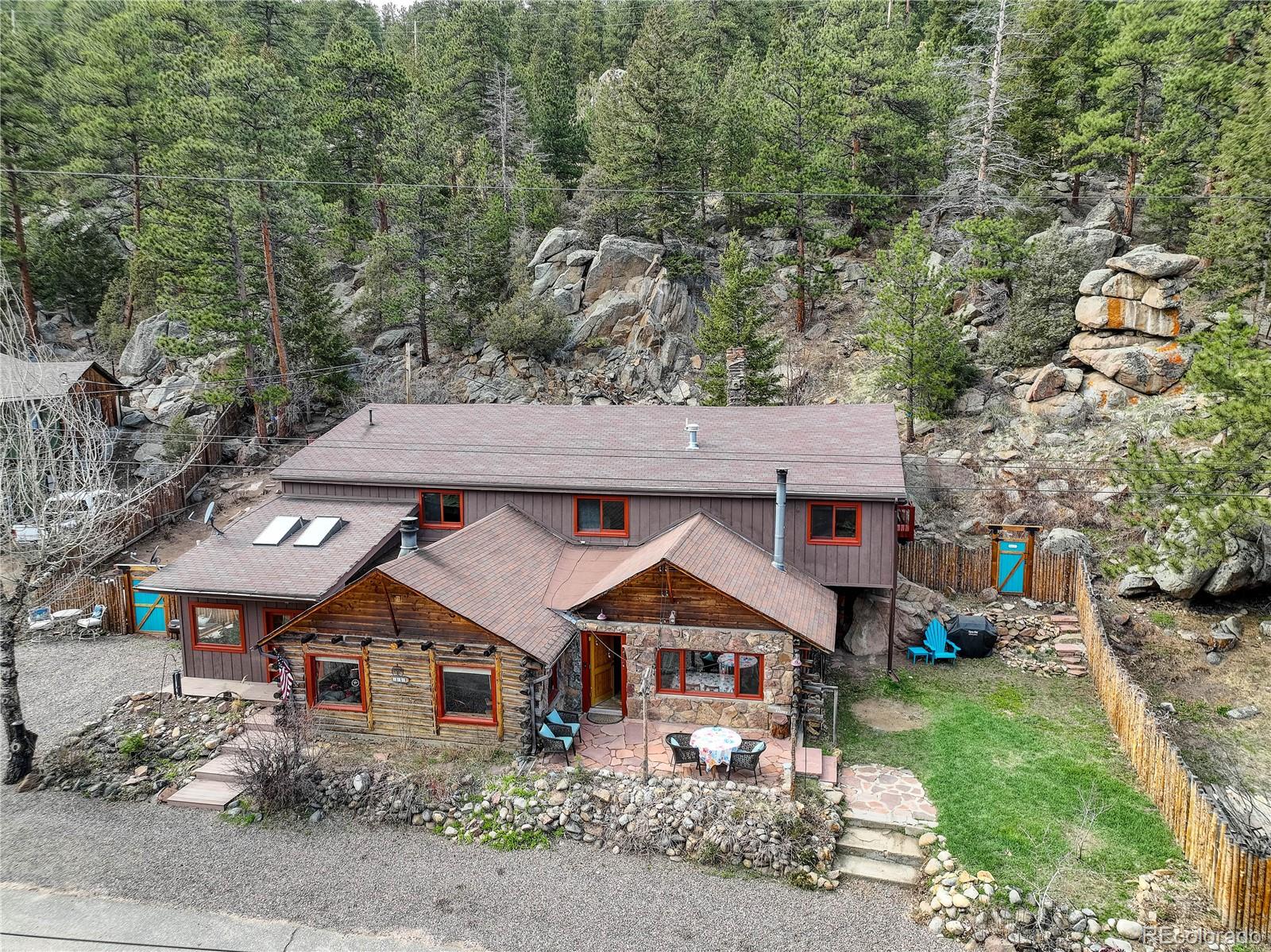 an aerial view of a house