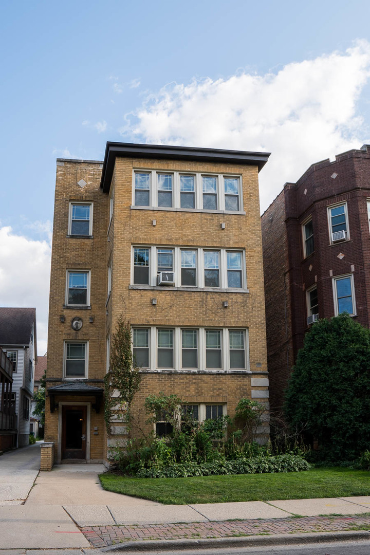 a front view of a building