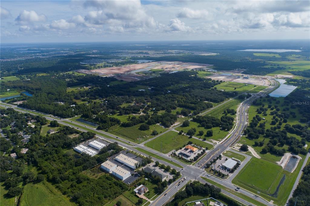 an aerial view of a city