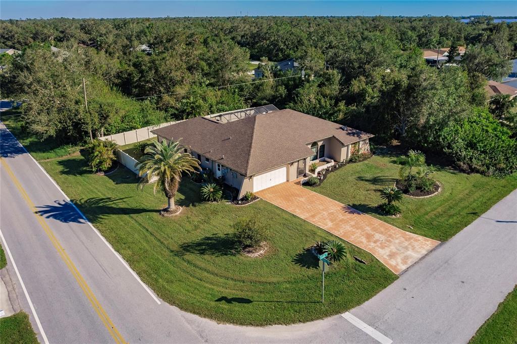 an aerial view of a house