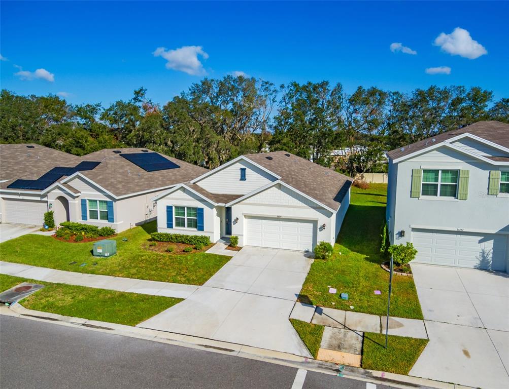 an aerial view of a house