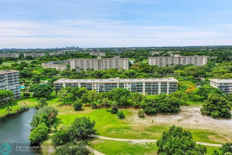 a view of a lake with a big yard