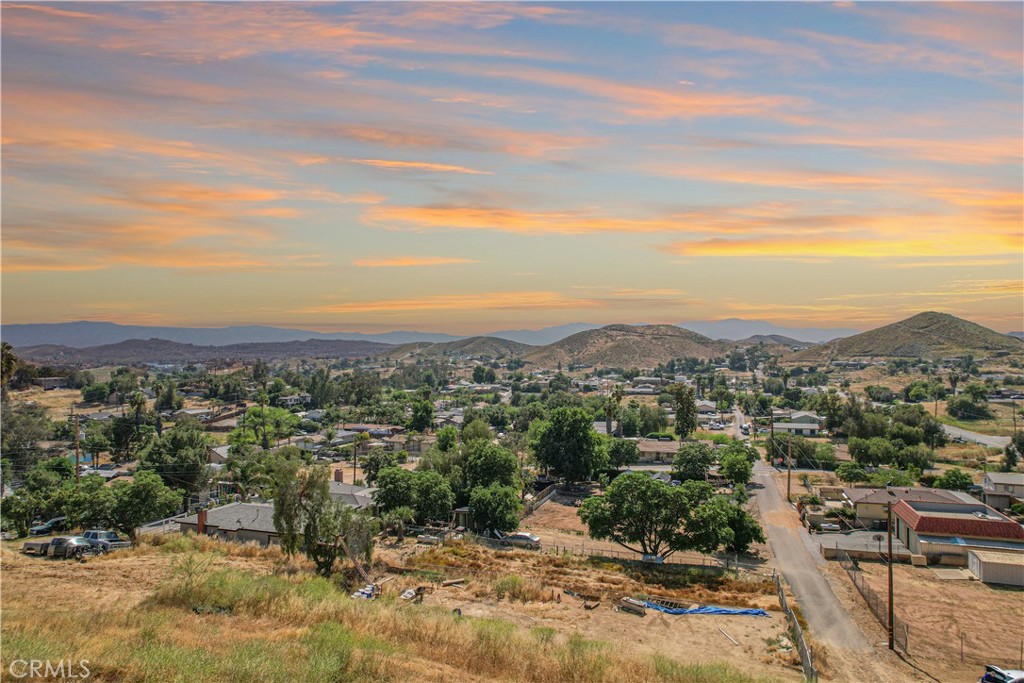 a view of a city with sunset view