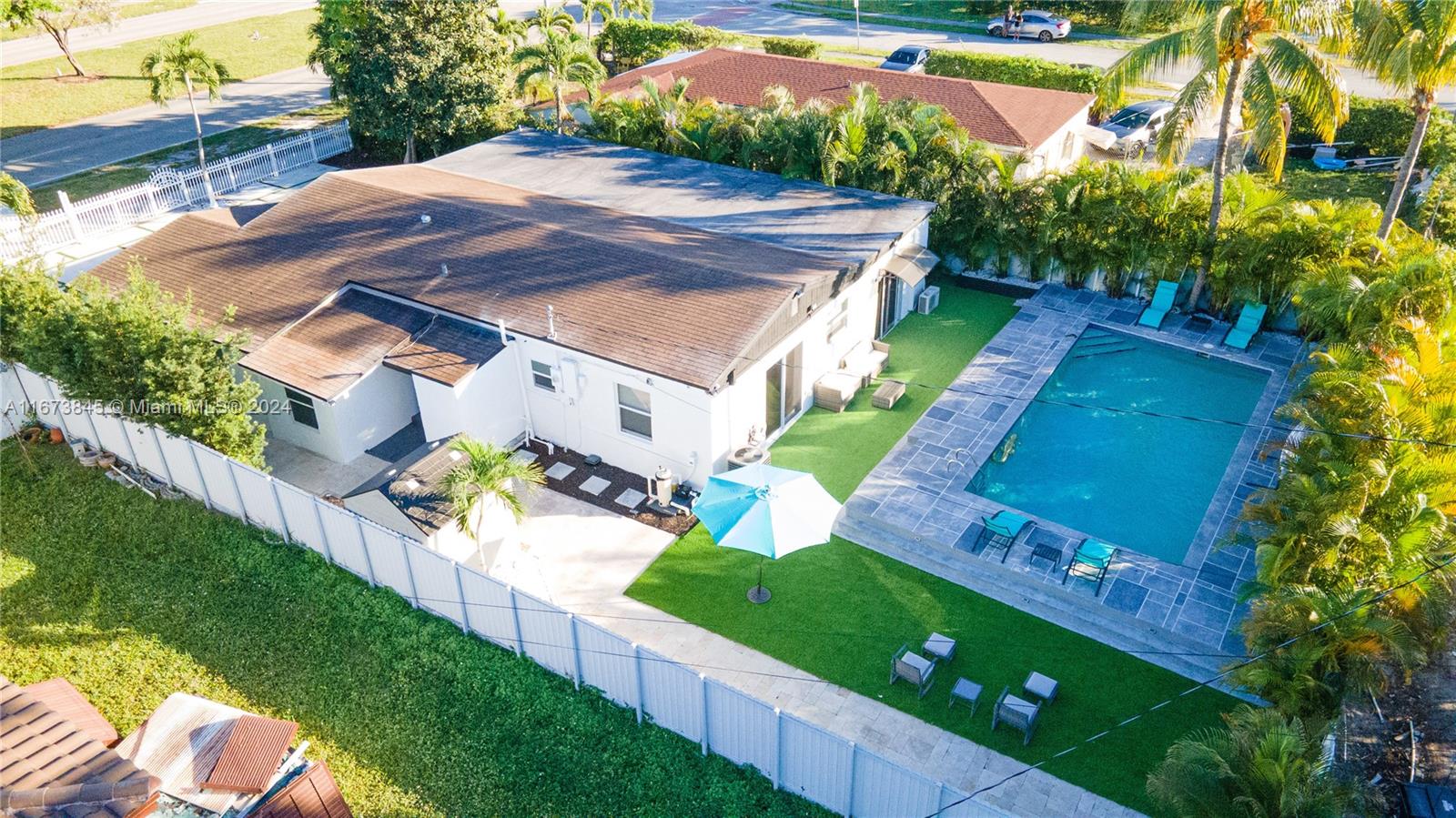 an aerial view of a house