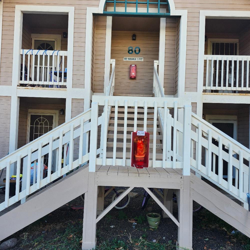 front view of house with large windows