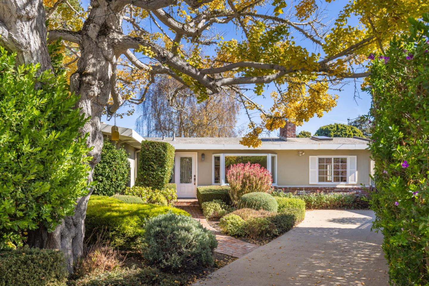 a front view of a house with a yard