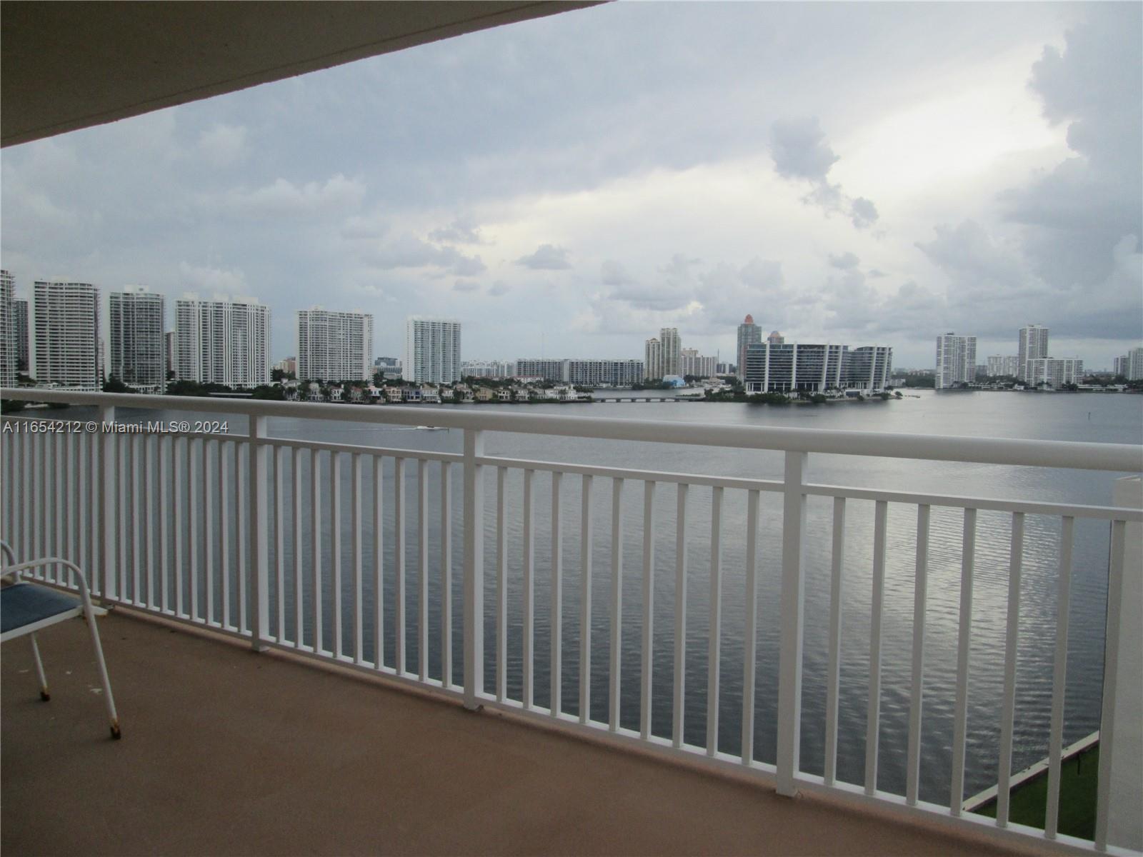 a terrace with a city view