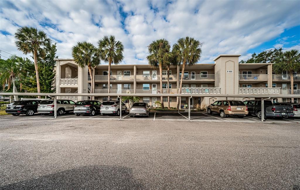 Welcome Home!  Third floor condo #302 is second from the end of the building on the West side. The Assigned Parking Spot is located in the direct open center parking spot illustrated here just steps from the elevator.