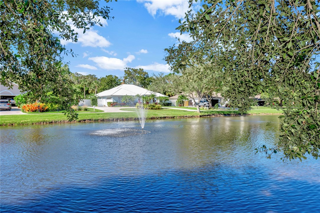 a view of a lake with houses