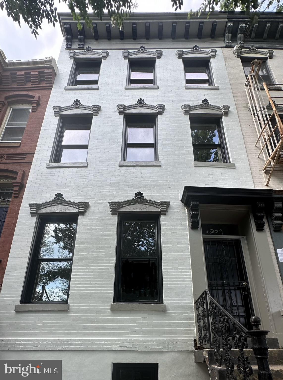 a view of a building with windows