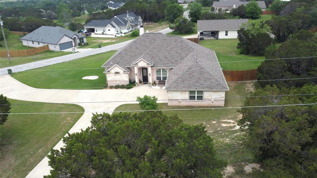 an aerial view of a house