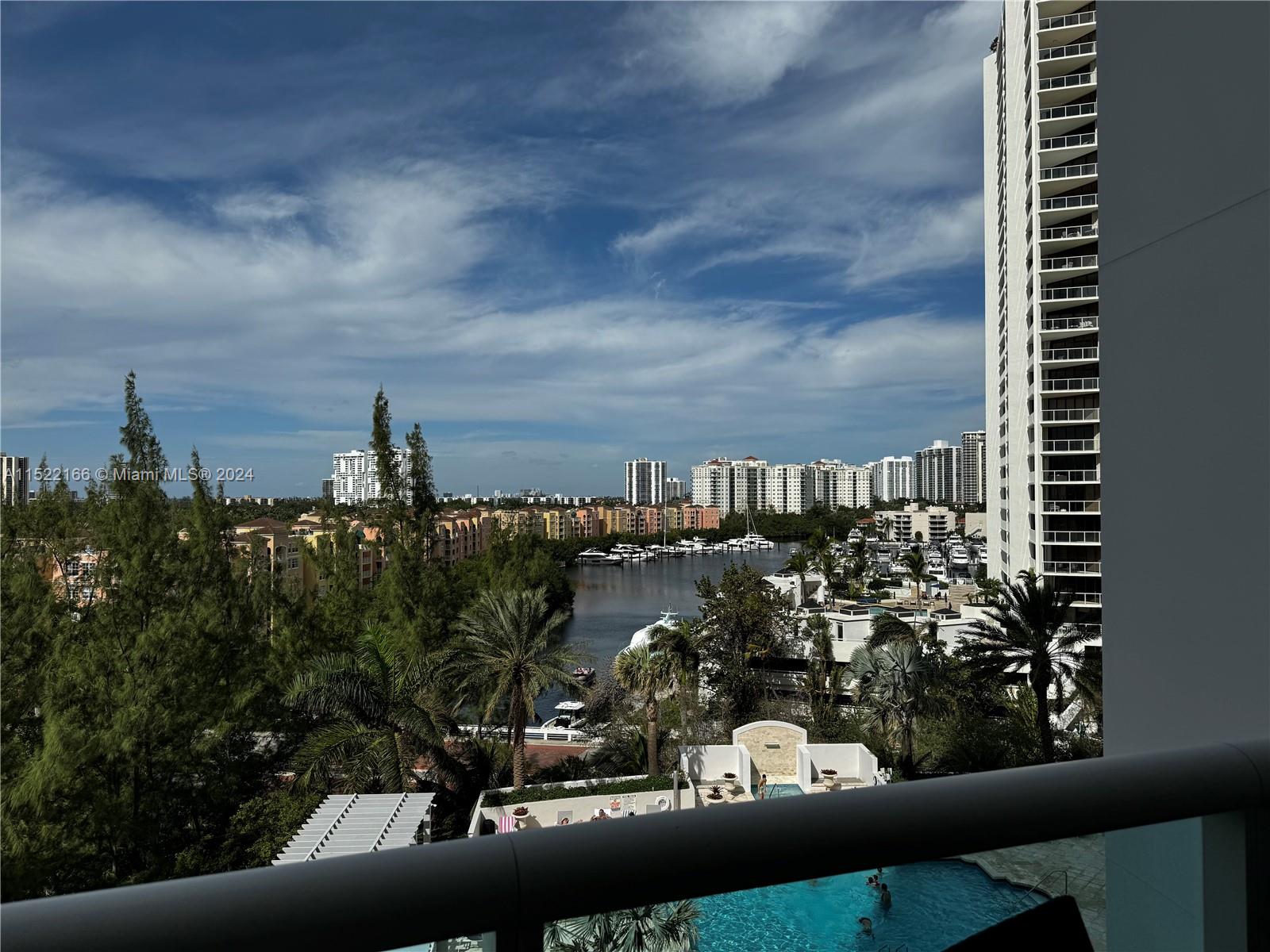 a view of a city from a balcony