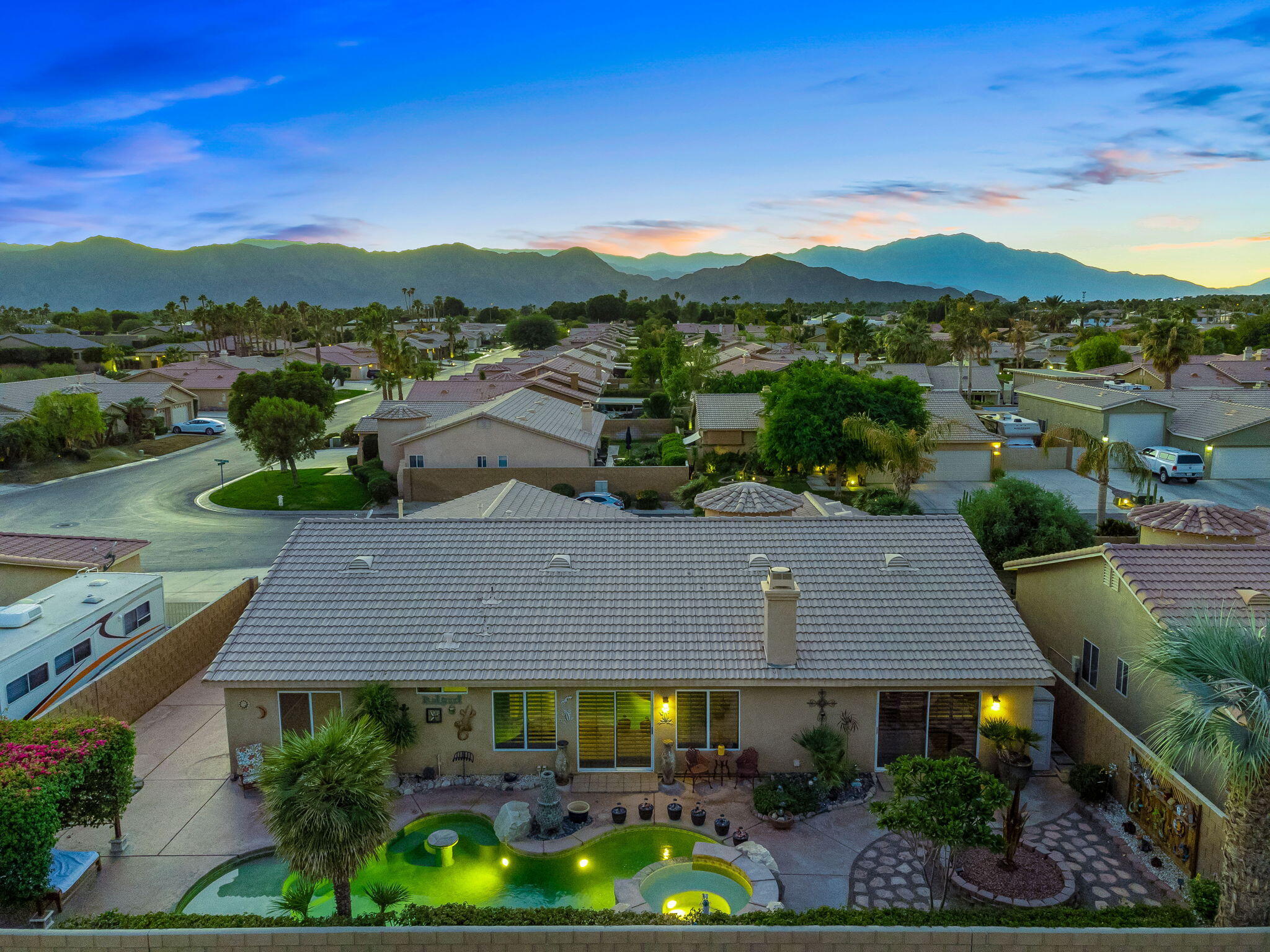 an aerial view of a house