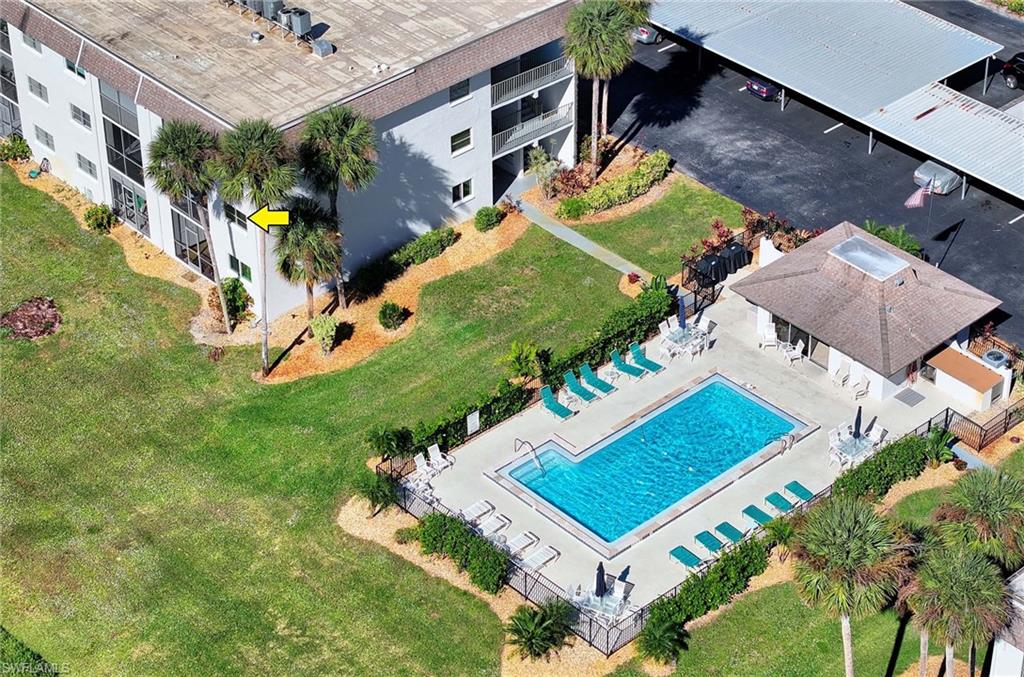 an aerial view of a house