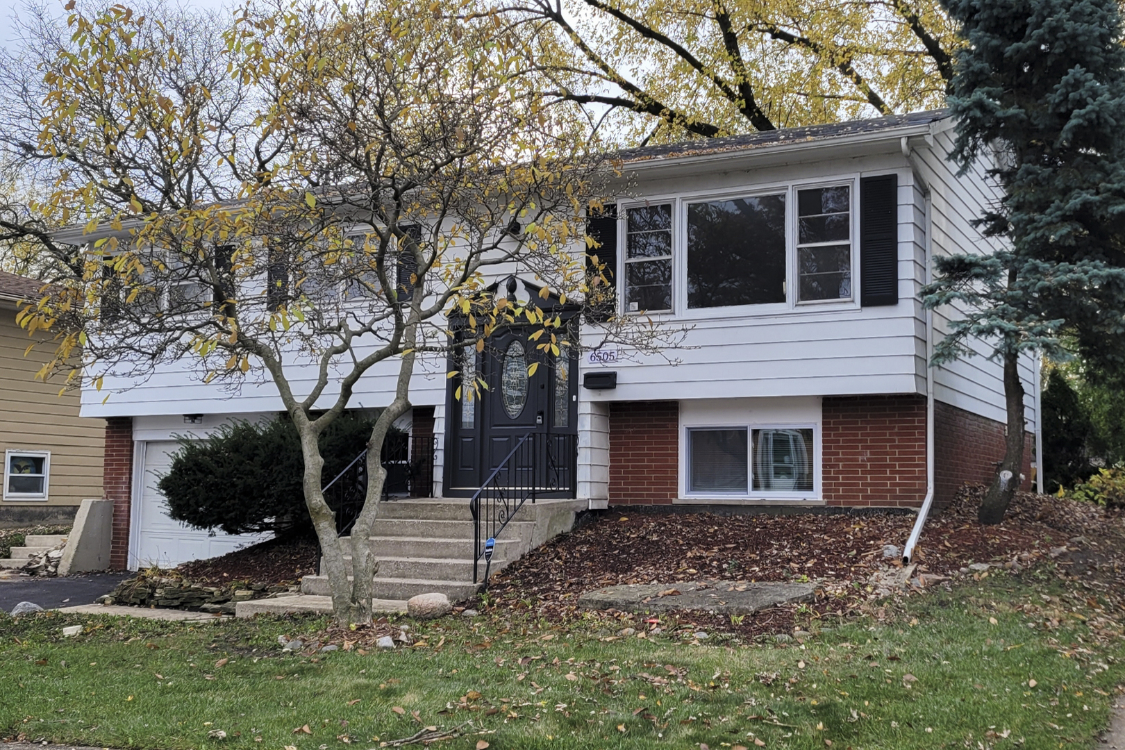 a house that has a tree in front of the house