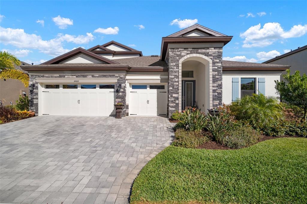 Front Elevation with Brick Paver Driveway