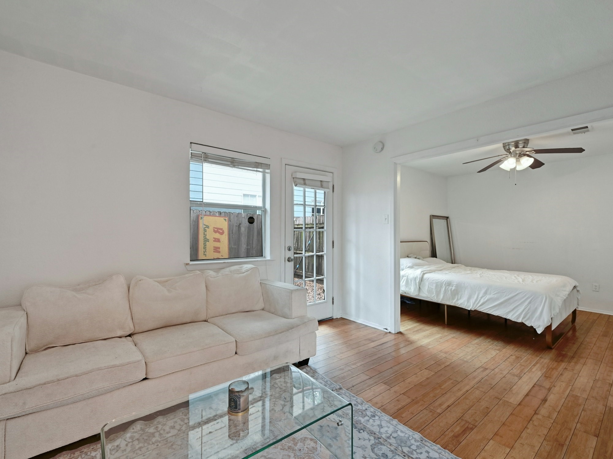 a living room with furniture and a couch