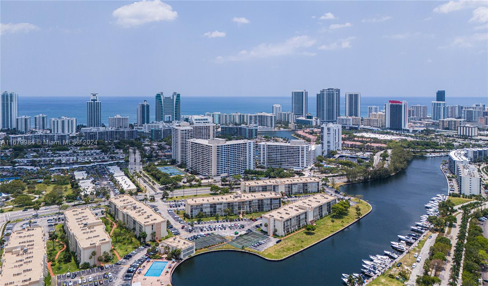 a view of a city with tall buildings