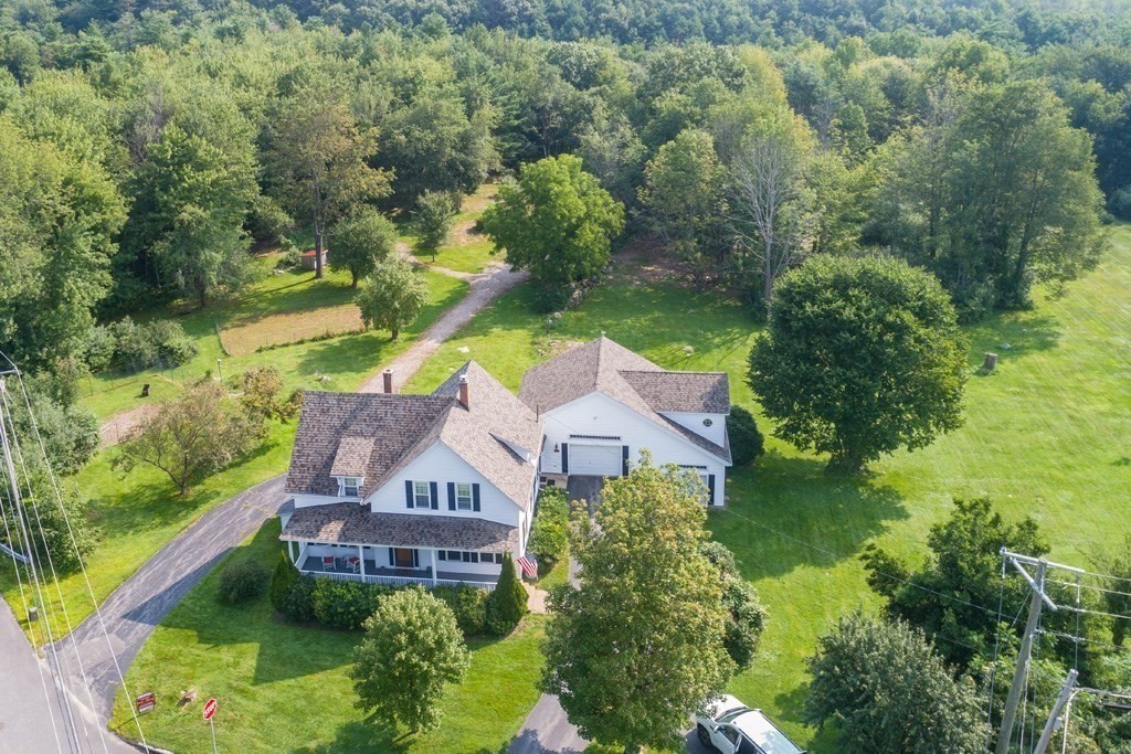 an aerial view of a house