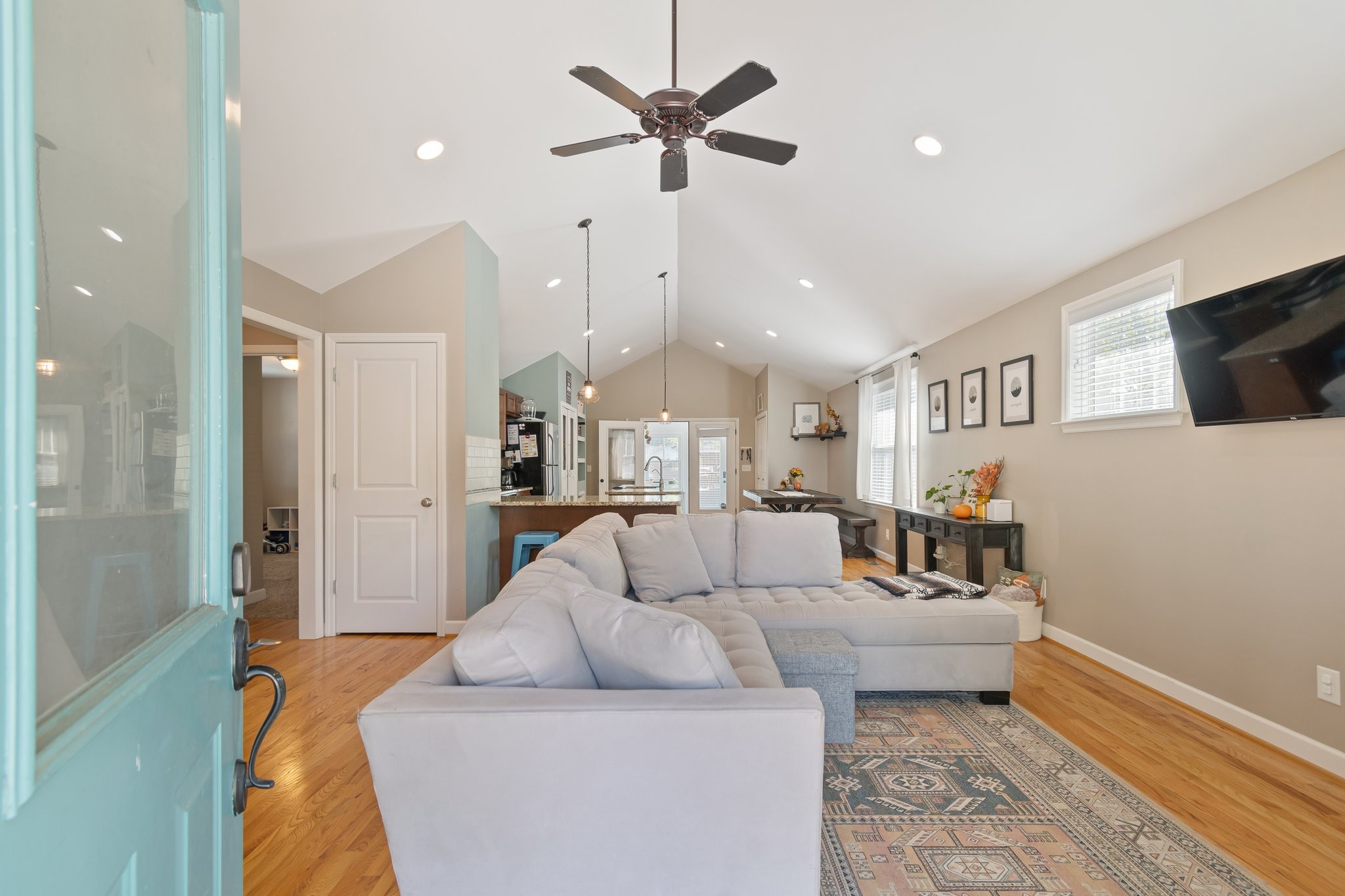 Inviting view of the inside of the home from the front door.