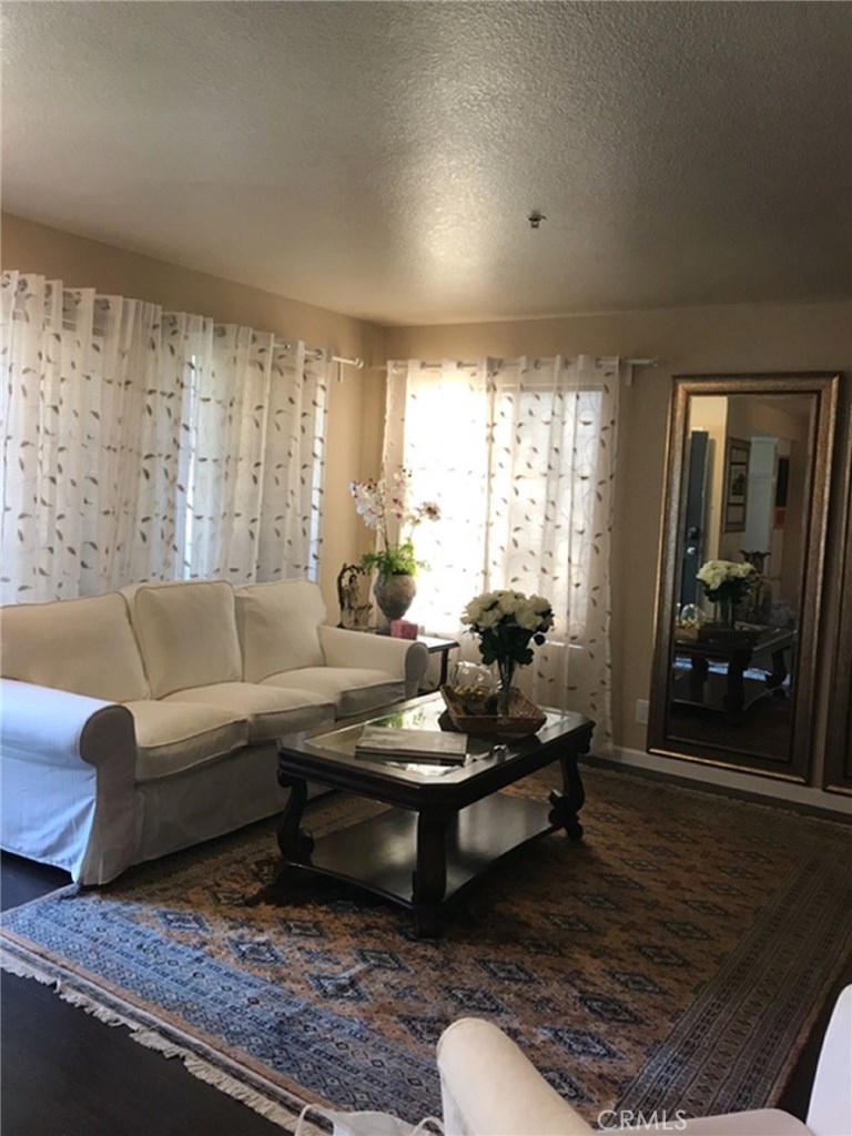 a living room with furniture and a rug