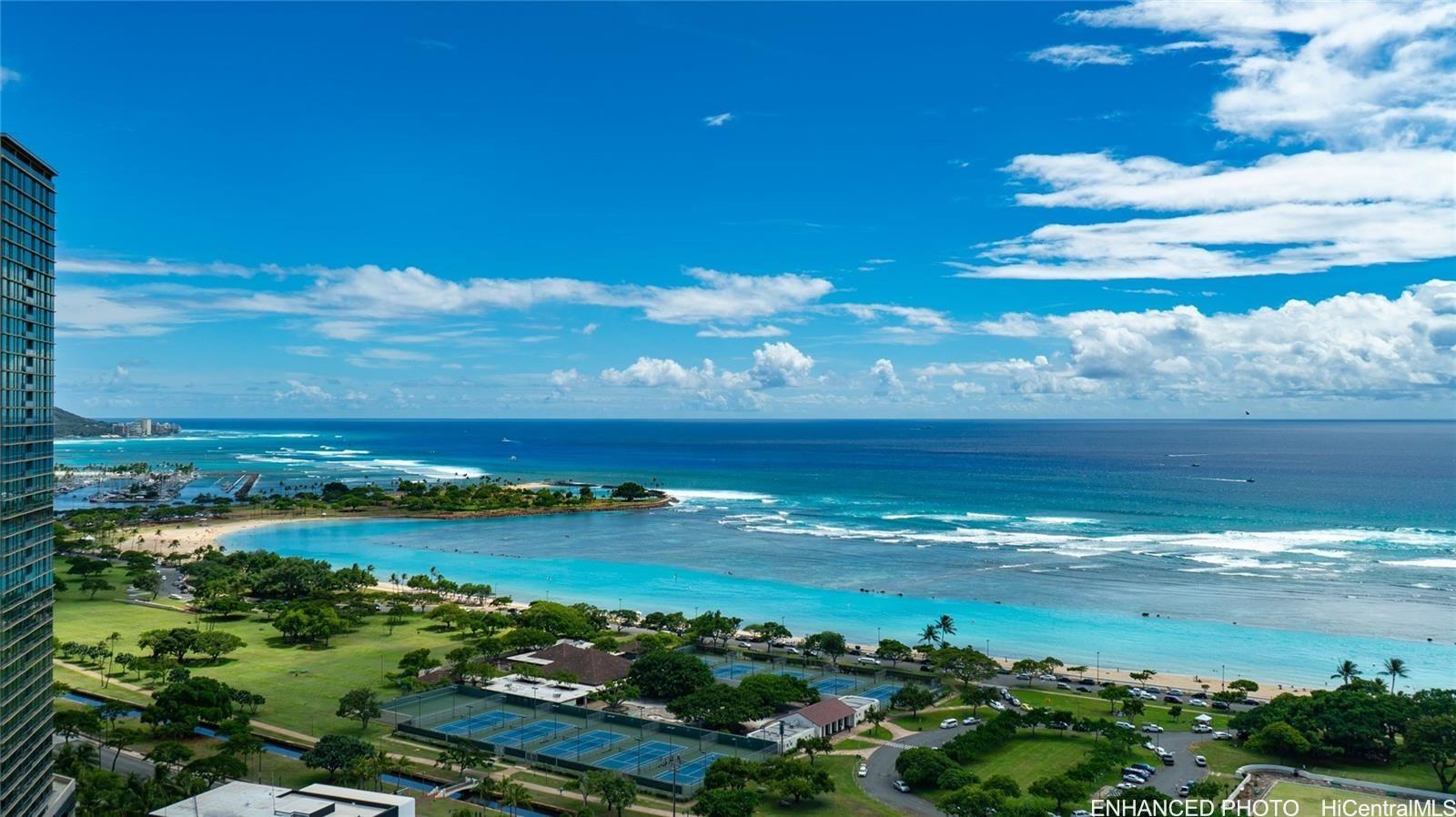 a view of a ocean with beach