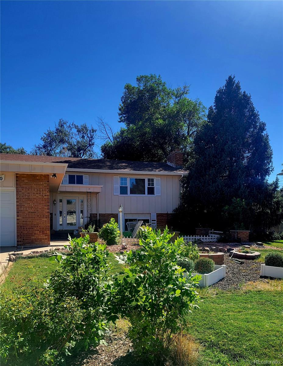 a view of a house with a garden