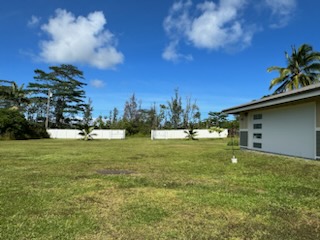 a view of a town with palm trees