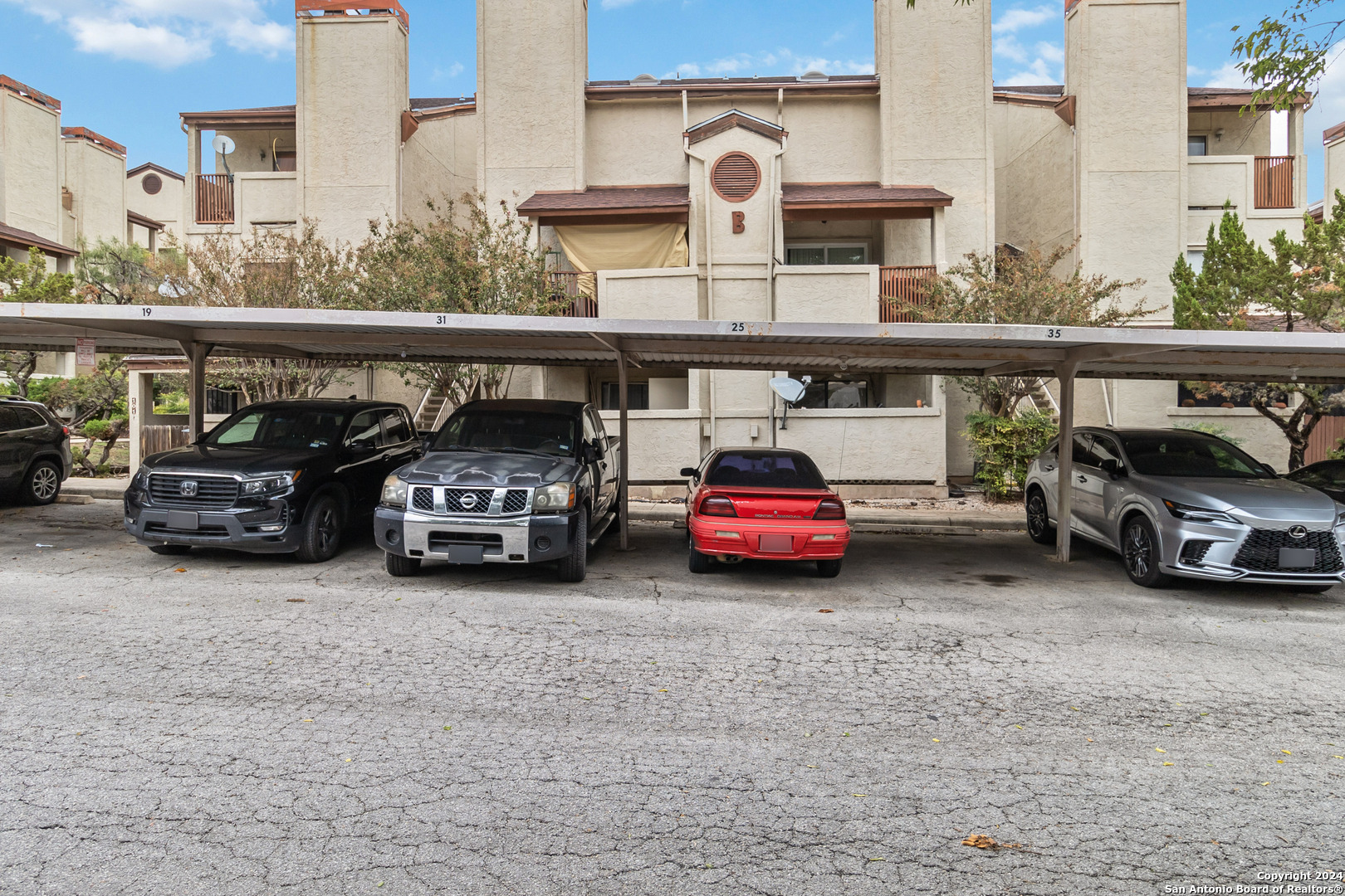 a view of a cars parking space