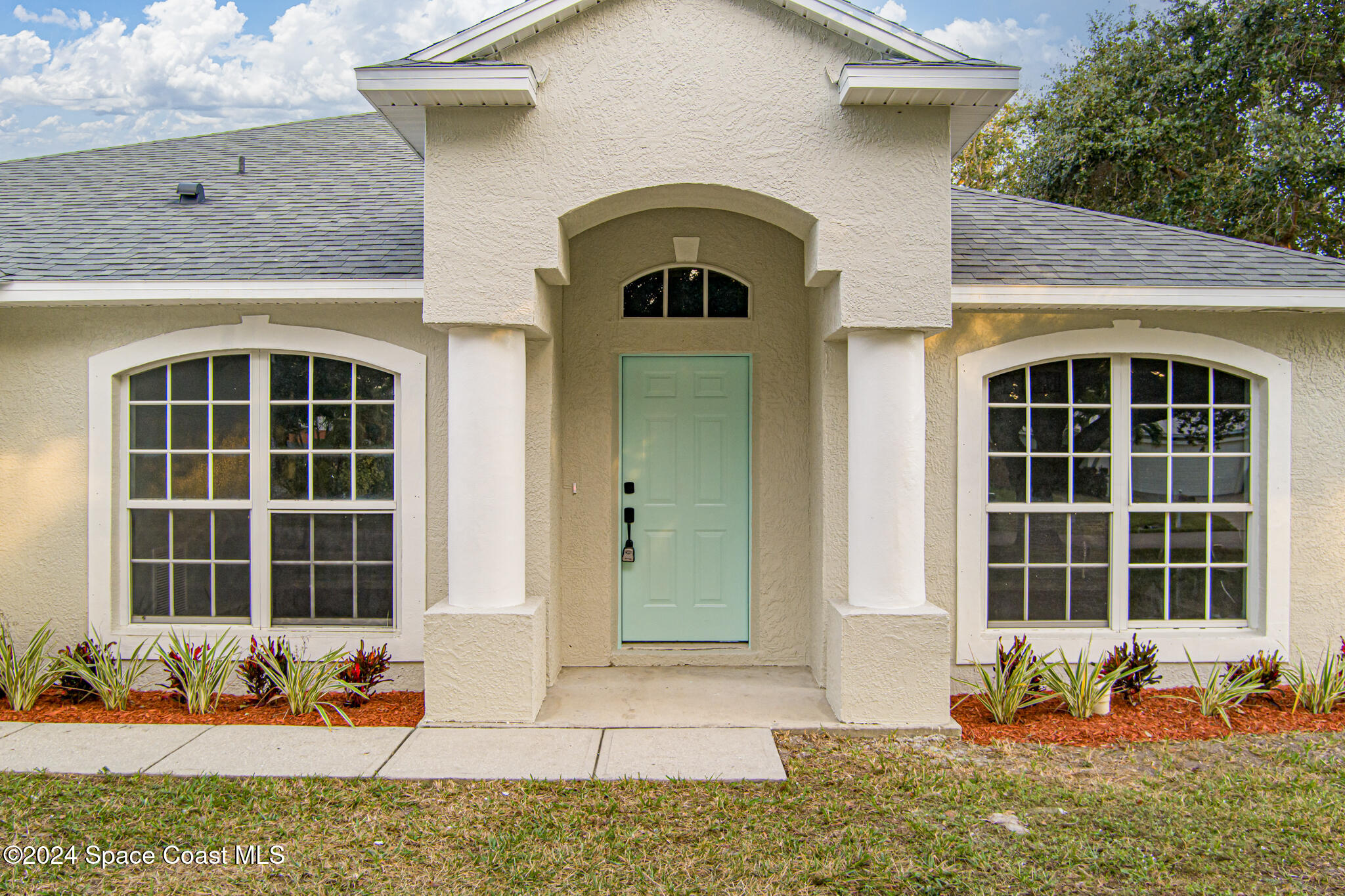 a front view of a house