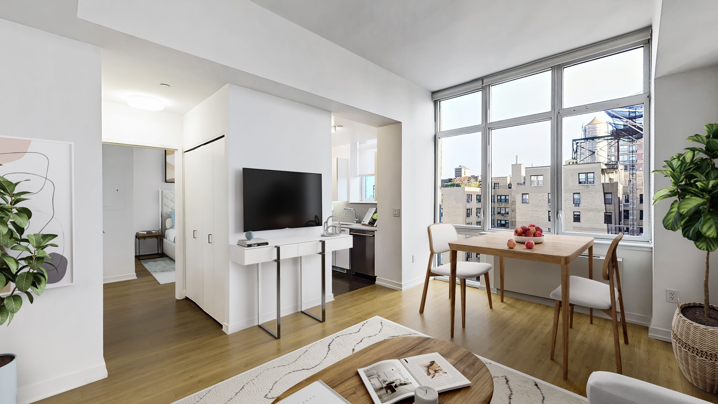 a living room with furniture and a flat screen tv