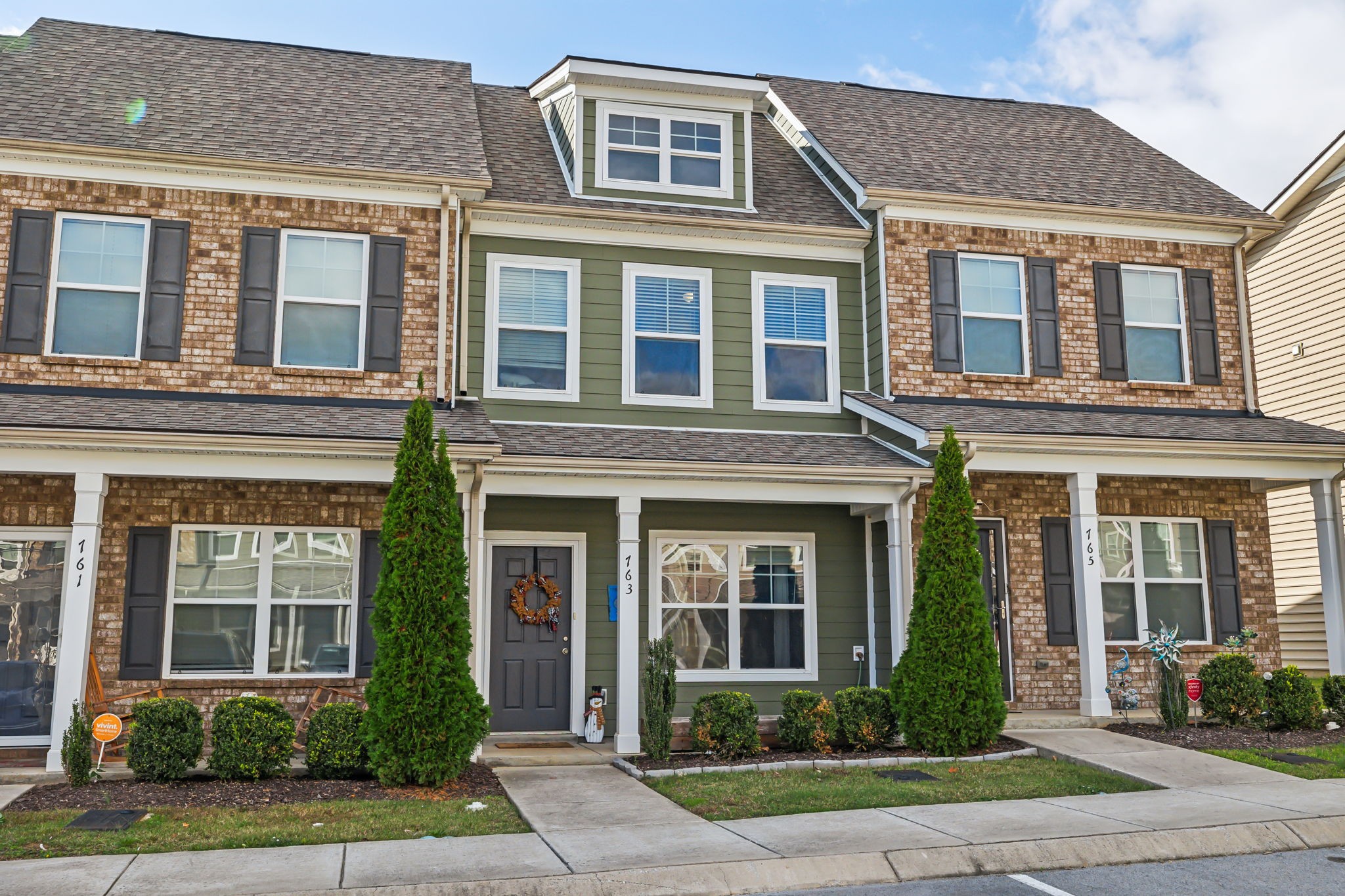 front view of a brick house