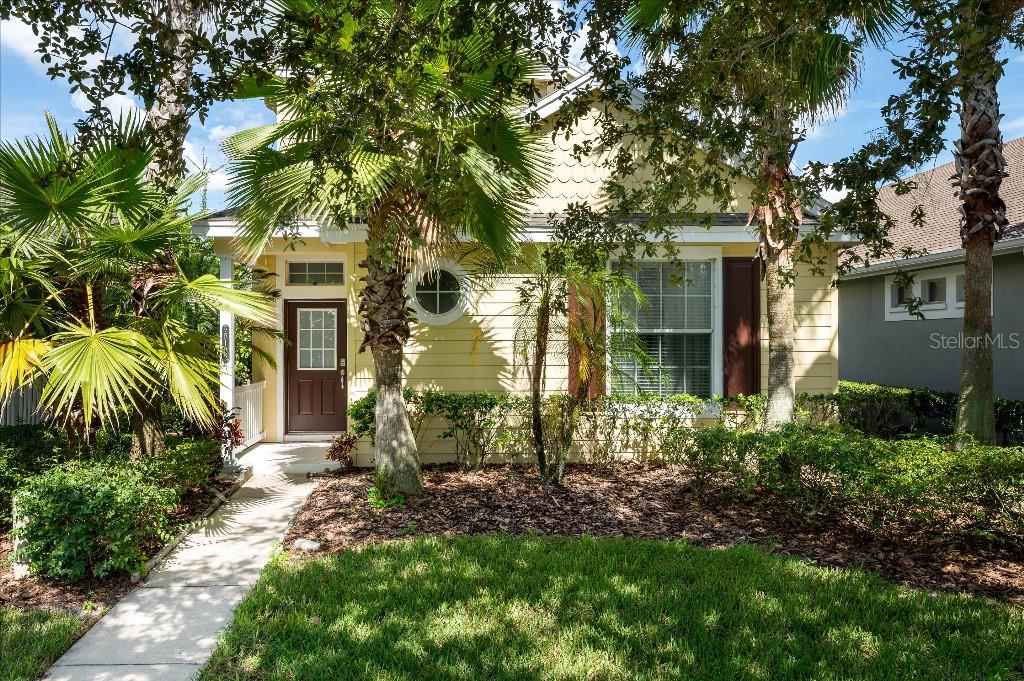 front view of a house with a tree