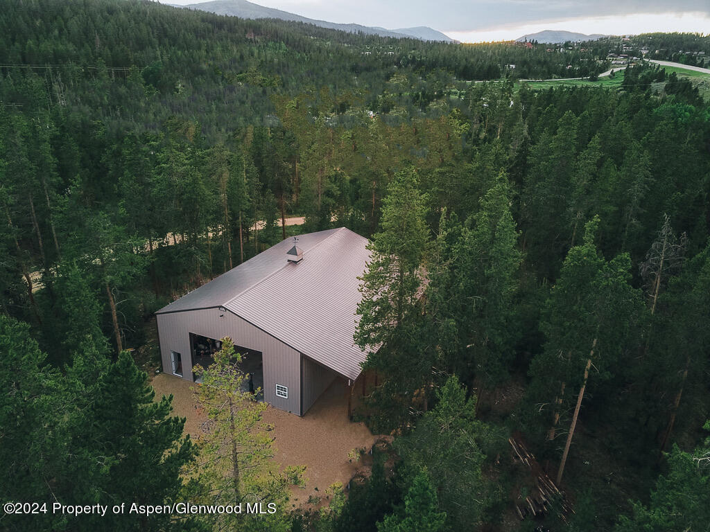 an aerial view of a house