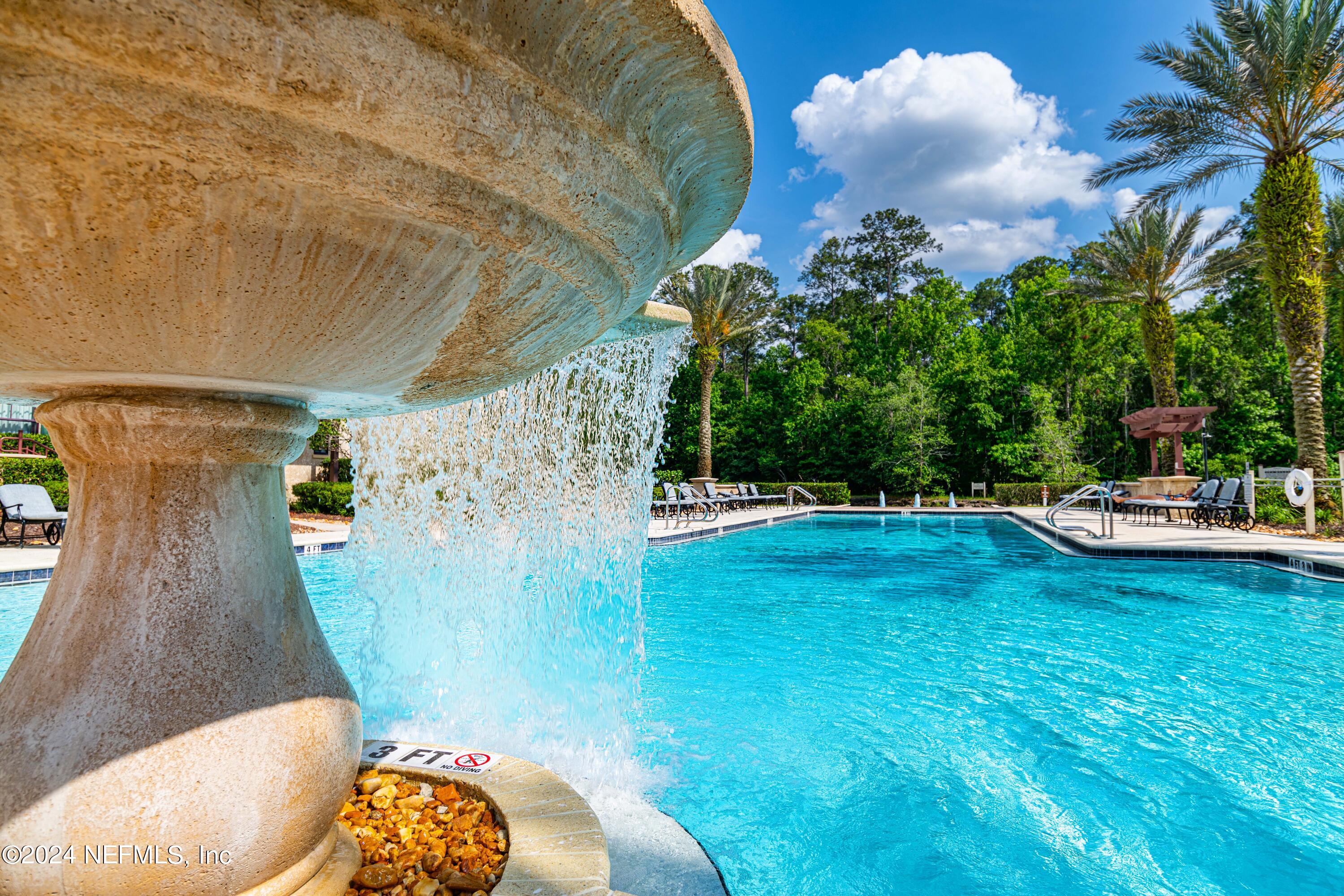 Fountain by pool