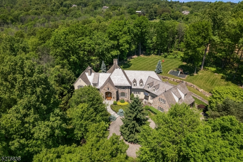 an aerial view of a house with yard and outdoor space