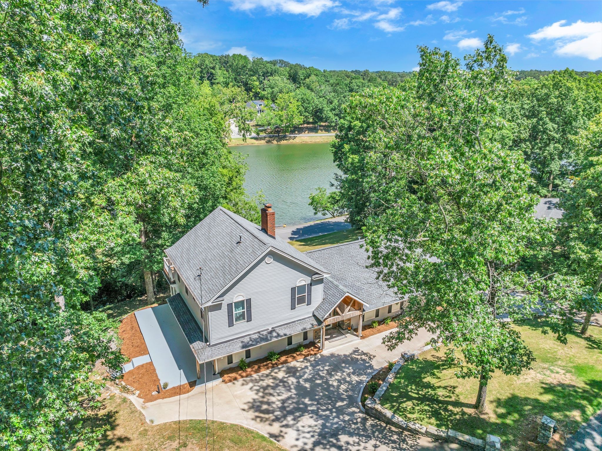 an aerial view of a house