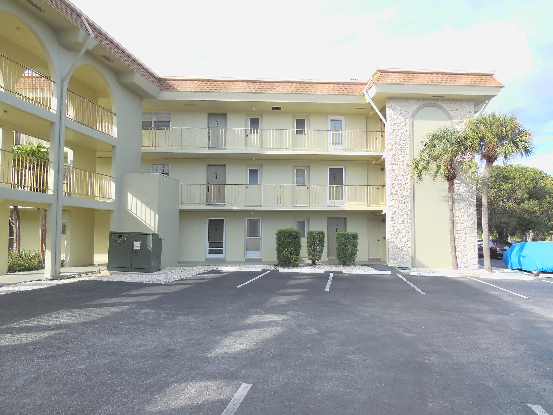 a view of a building with a outdoor space