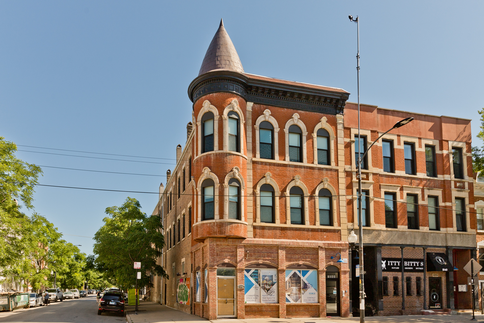 a front view of a building